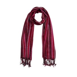 Humble Hilo Zari Weave Scarf Handmade Luxury Shawl Scarf Wrap Multicolor with Metallic Sequins (Red and Pink)