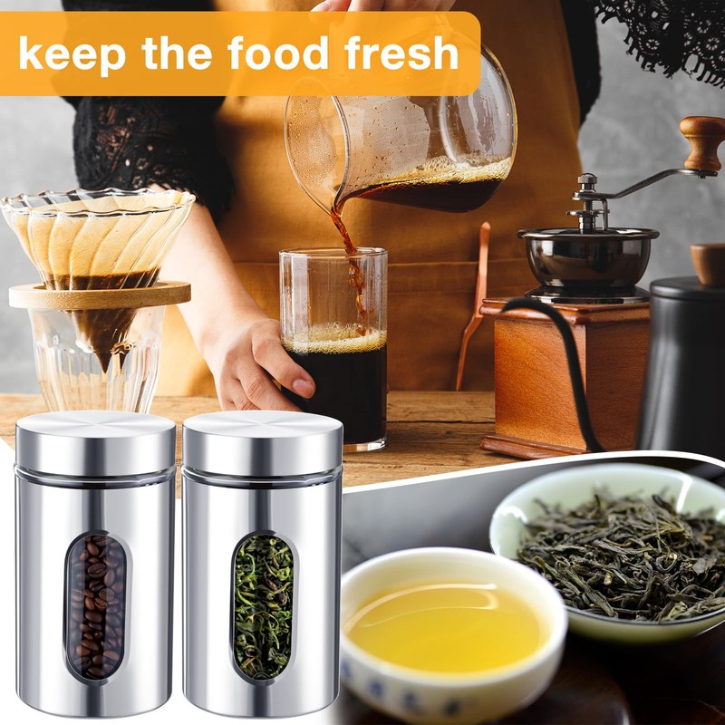 Mimorou 3 Pcs Stainless Steel Canister Set with Glass Windows