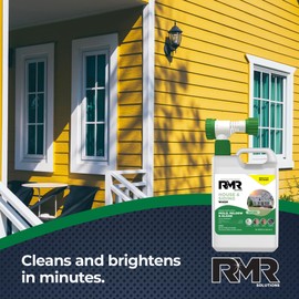 RMR House and Siding Wash - Commercial-Grade Outdoor Stain Remover for Mold, Mildew, and Algae, 64 Ounce Bottle With Hose-End Adapter