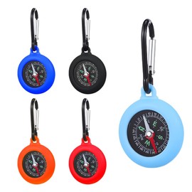 MOERAE Set of 5 Carabiner Compass, with Magnet - Colourful Multifunctional Key Pendant for Outdoor, Children & Camping (Mini Small & Portable)