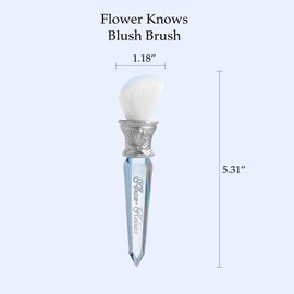 Flower Knows Shell's Jewel Angled Blush Brush,Soft Powder Blush Brush For Cheeks,Face Makeup Brush For A Sculpted Look,Lightweihgt,Vegan & Cruelty-Free(Crystal Blue)