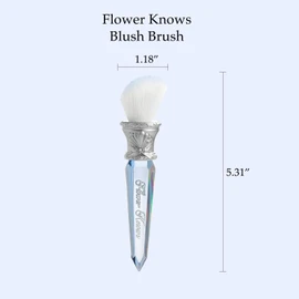 Flower Knows Shell's Jewel Angled Blush Brush,Soft Powder Blush Brush For Cheeks,Face Makeup Brush For A Sculpted Look,Lightweihgt,Vegan & Cruelty-Free(Crystal Blue)
