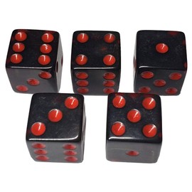 Set of 16mm Transparent Squared Corners Dice and Black PU Leather Dice Cup Plush Velvet Lined - Gift Boxed (Smoke/Red, Red Lining Cup)