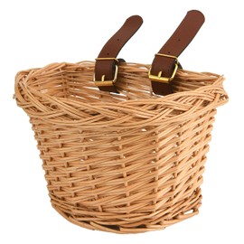 Kids Bicycle Wicker Basket for 12 14 16 18 Inch Girls and Boys Bikes, Scooter, Tricycle - Front Handlebar Rattan Woven Storage, Accessories - Brown