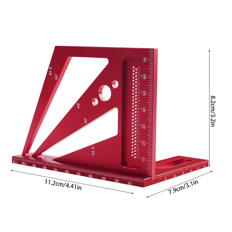 Upgrade Woodworking Measuring Ruler Metric/Inch 3D Multi-Angle Aluminum Alloy 22.5/30/45/60/67.5/90