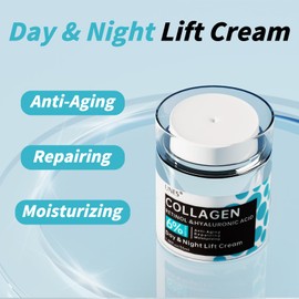 Unes Collagen Moisturizer Face Cream - Anti Aging Facial Cream with Retinol and Hyaluronic Acid - Day & Night Cream for Women and Men - Lifting, Repairing, Hydrating - 1.86 Fl Oz