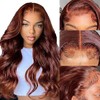 Hxxcoup Body Wave #33 Reddish Brown Human Hair Wig 13x6
