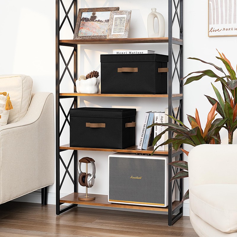 StorageWorks Fabric Storage Bins with Lid, Decorative Storage Boxes for