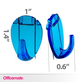 Officemate Cubicle Hooks, Assorted Translucent Colors, Pack of 5 (30181)