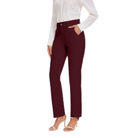 KICZOY Women's Stretch Business Straight Leg Dress Pants with Pockets Wear to Work Casual Suitpants