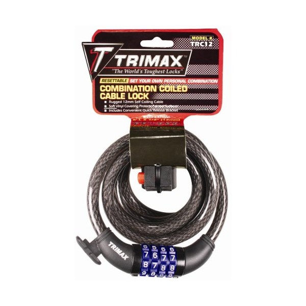 Trimax TRC12 Medium Security Resettable Combination 6 ft Length x 12mm, Black