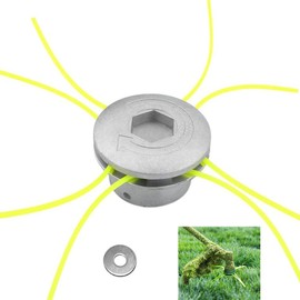 Aluminium Line Head, FaJoek Aluminium Grass Trimmer Head Universal with 4 Threads, Double Line Head for Brush Cutter, Aluminium Grass Mowing Head, for Brush Cutter, Garden Lawn Trimmer, Garden Lawn