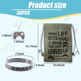 CLDURHGE Video Game Party Gifts, Game Party Gifts Includes Video Game Party Favors Set 16 Bracelets Wristbands,12 Gamepad Keychains,8 Gift Bags for Gaming Fans(36 Pieces)