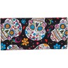 Pretty Sugar Skulls & Flower Tri Fold Clutch Wallet (Black/Multi)