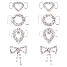 GOMAKERER 8 Pieces 4 Styles Rhinestone Shoelaces Pendants, Alloy Shoes Accessories, Metal Decorative Removable Shoelaces Decoration Rhinestone Shoelaces Buckle For Casual Shoes Sneakers Boots