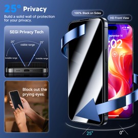 WSKEN WSKEN for iPhone 16 Pro Max Privacy Screen Protector - [25 Anti-Spy] [Top 9H+ Tempered Glass] [Auto-Dust Removal] HD Full Coverage Military Grade 10X Shatterproof Flim Easy Install, 2 Pack