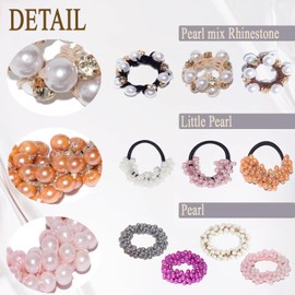 Loqpol 10PCS Pearl Hair Ties | Stretchy Elastic Scrunchies with Crystal Beads, Fancy Handmade Hair Bands, Ponytail Holders, Perfect Hair Accessories for Women and Girls.