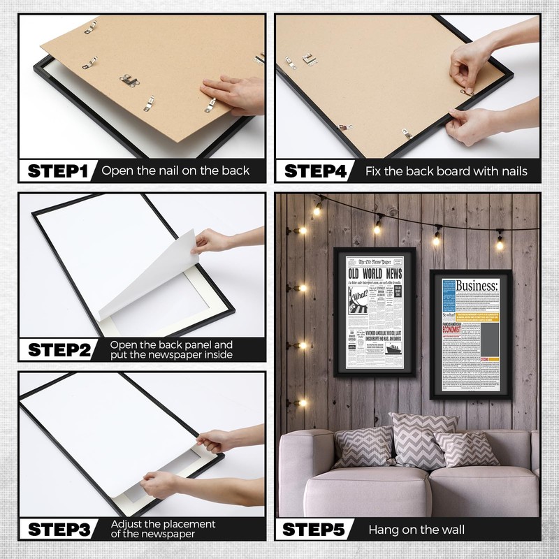 DoubleFill 3 Pcs 11x22 in Newspaper Frame with Mat Assorted
