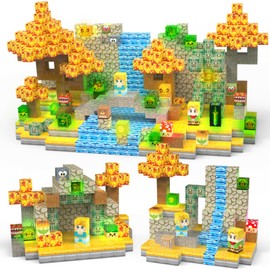 FXZYIXS Magnetic Blocks, 200-Piece Build Knight&Princess World Magnet Game Set, Magnetic Tiles Building Blocks Toddler Toys STEM Sensory Creative Toys Games for Toddler Kids Boys & Girls