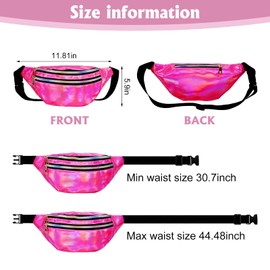 Firtink 2 Pack Shiny Bumbag,Holographic Waist BagFanny Pack Double Zipper Belt Bag Festival Rave Bumbags Waterproof Hip Pouch for Ladies Women Ladies Girls Travel Party Sports Running Hiking