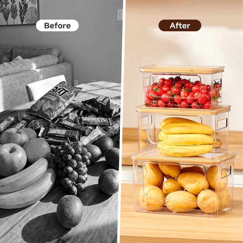 KitHero 3-Pack Trash Bag Holder,Trash Bag Dispenser with Bamboo Lid,