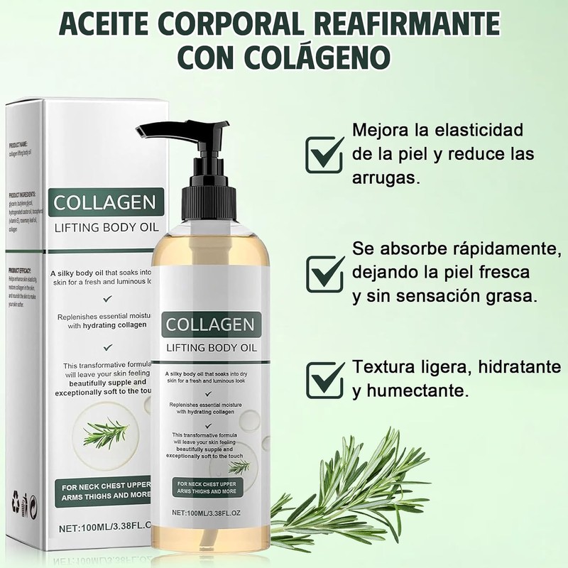 Aceite Corporal Reafirmante con Colágeno para el Cuerpo y Después