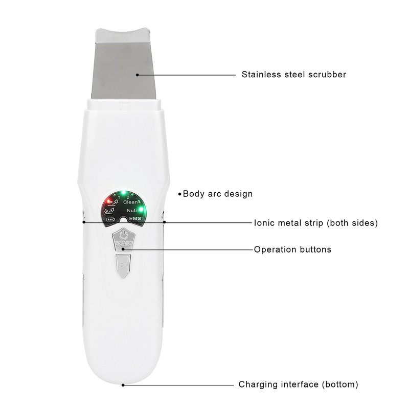 Facial Skin Scraper Ultrasonic Skin Scrubber Spatula 2 Gears Vibration