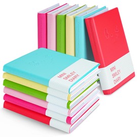 QUMENEY Pack of 12 Pocket Notebooks Mini Smiley Notebook Portable Diary Candy Colours Pocket Notebook Small Memo Pads Travel Notebooks