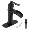 Waterfall Bathroom Faucet GGStudy Black Single Handle One Hole Farmhouse