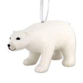 Lillian Vernon White Polar Bear & Owl Ceramic Ornaments - Set of 2, Hanging String, Christmas, Holiday Tree Décor, Gifts