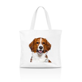 AdriLeo Kooiker Nederlandse Kooikerhondje Shopping Bag, White with photographic print