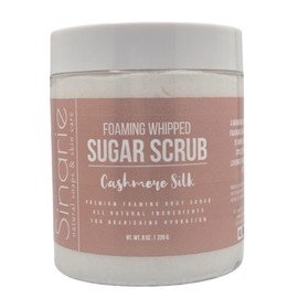 Sinarie Foaming Whipped Sugar Scrub – 8 oz | Gentle Exfoliant with Mango Butter & Coconut Oil for Smooth, Glowing Skin (8 oz., Cashmere Silk)