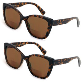 V.W.E. 2 Pairs Oversized Women Bifocal Reading Sunglasses Reader Glasses Butterfly Vintage Black Tortoise UV400 (2 Tortoise, 3.00)