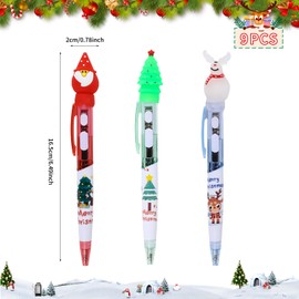 Toyhood 9 Pcs Christmas Ballpoint Pens, Light up Ballpoint Pens Christmas Retractable Ballpoint Pens Santa Christmas Tree Snowman Pens Christmas Novelty Pens Christmas Party Favor Gifts