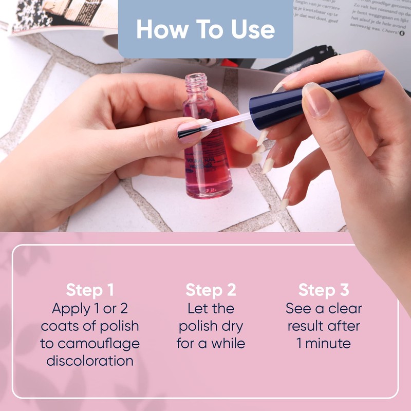 Herome Natural Nail Whitener (Nail Whitener) Pink Glow - Whitening