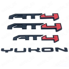GMC 4PCS AT4 Yukon Matte Black Door Tailgate Emblem Fit 2021-2025 GMC Yukon Yukon XL