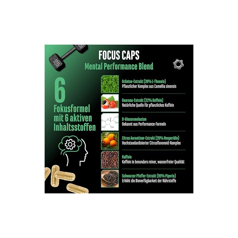Focus Caps - 120 Capsules - Mental Performance Blend with
