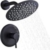 SaniteModar Black Shower Faucet Set 8 Inch Round Rainfall Shower