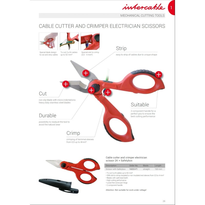 Intercable 16020-F1 Cable Cutter and Crimper Electrician Scissors 2K +