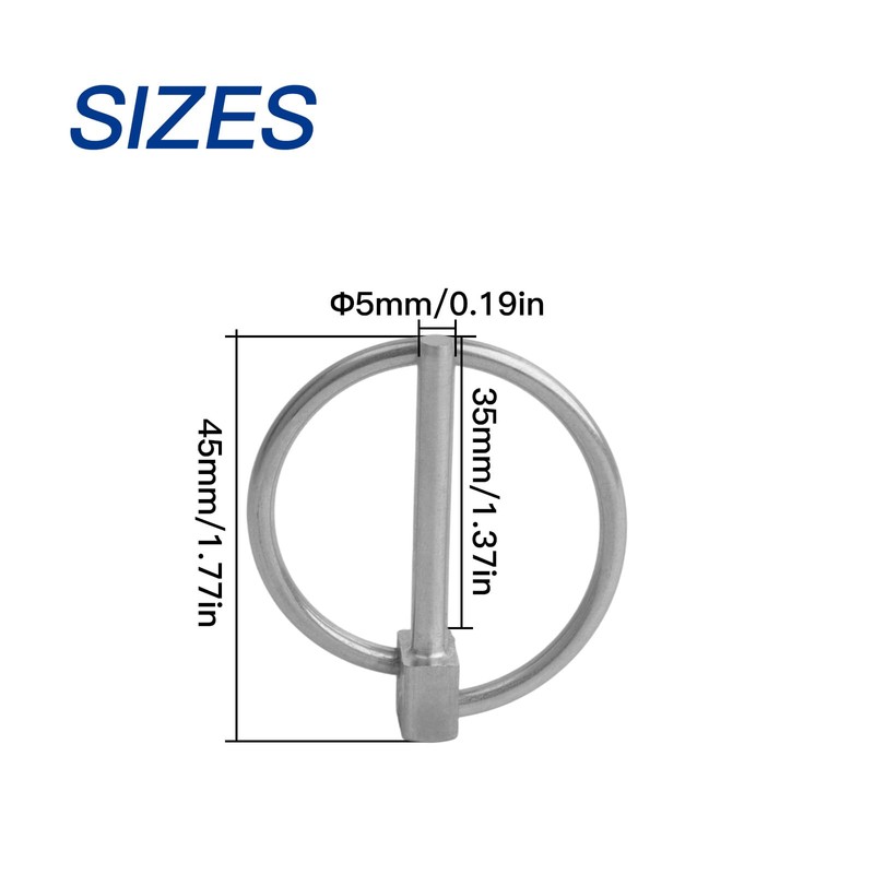 Begino 4Pcs 1/8" x 1-3/16" Stainless Steel Linch Pins with