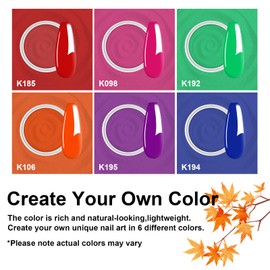 Eodci 12 Pcs Dip Powder Nail Kit Starter Kit, 6 Colors Pink Red Orange Green Blue Dipping Powder Kit with Base & Top Coat/Activator/Brush Saver, Nail Art Dip Manicure Kits Salon DIY for Women