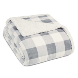Eddie Bauer Mountain Plaid Blanket, Full/Queen, Chrome