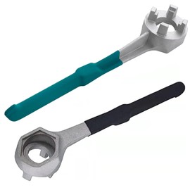 WINTOWIN Aluminum Drum Wrench, Bung Wrench, Barrel Opener Tool for Opening 10 15 20 30 55 Gallon Drum, Fits 2" and 3/4" Bung Cap Red (2, black/green handle)