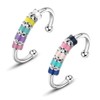 2 Pcs Stainless Steel Finger Rings,Multicolor Relief Spinner Rings (blue+white)