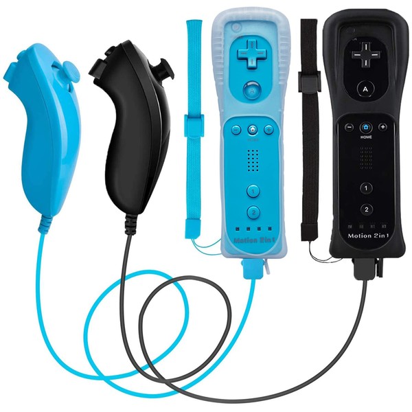 Wii Nunchuck Remote Controller 2 Pack with Motion Plus Compatible