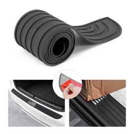 Car Rear Bumper Protector Guard, American Flag Anti-Scratch Door Entry Sill Guard, Non-Slip Rubber Vehicle Trim Cover Protection Strip, Car Exterior Accessories for Most Cars (Black Flag/40.9"x3.5")