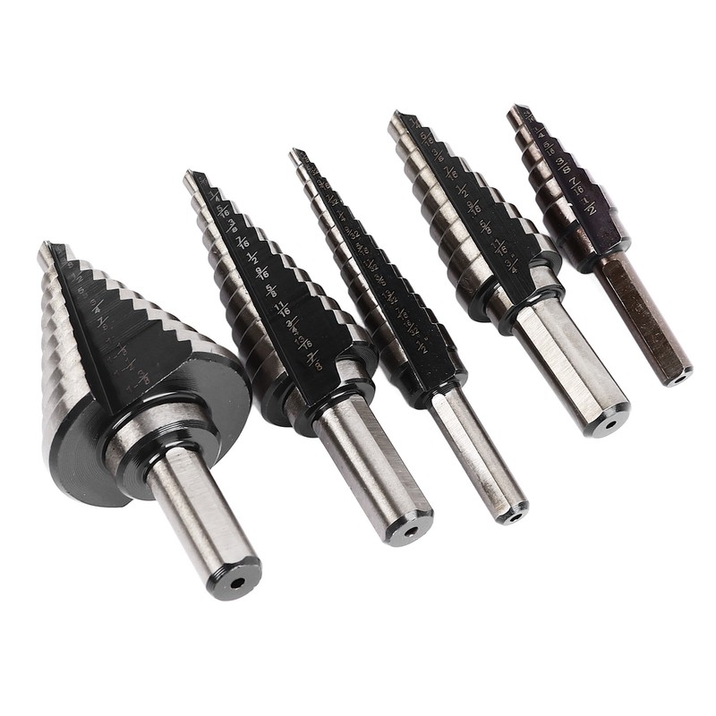 5Pcs Step Drill Bit Set Alloy Steel High Accuracy Multifunctional