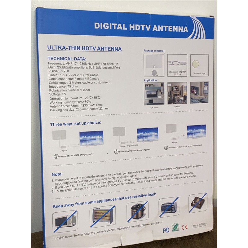 Digital Full HDTV Antenna 1080p, 4K, 1080i, Support Free view