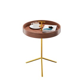 Round End Table, Nightstand Modern End Table for Living Room Bedroom Office Small Spaces, Easy Assembly Bedside Table (Brown)
