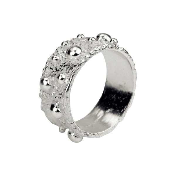 SILBERMOOS Women's Ring with Polka Dots Shiny Sterling Silver 925,